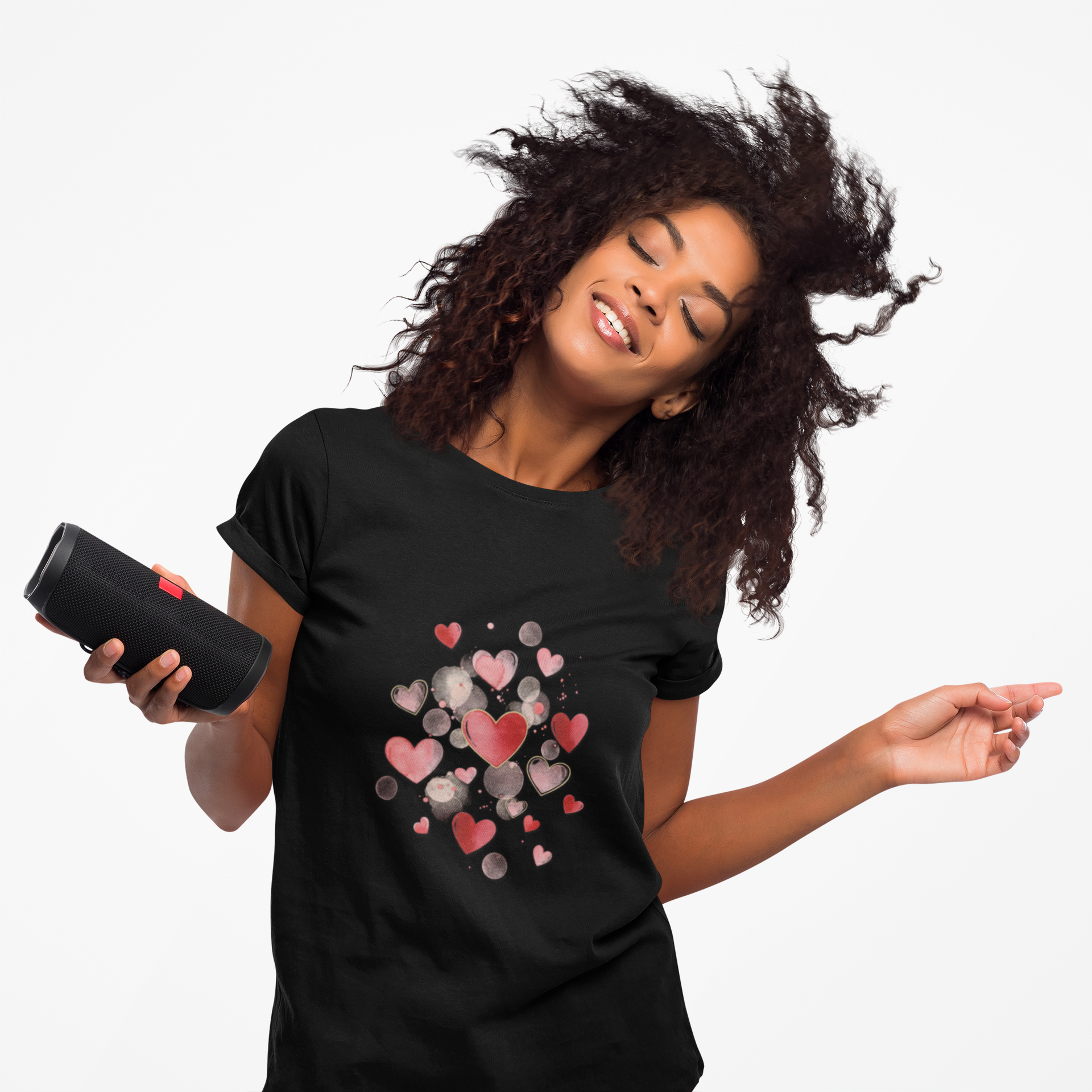 Pink Watercolor Love Hearts Women's Tee