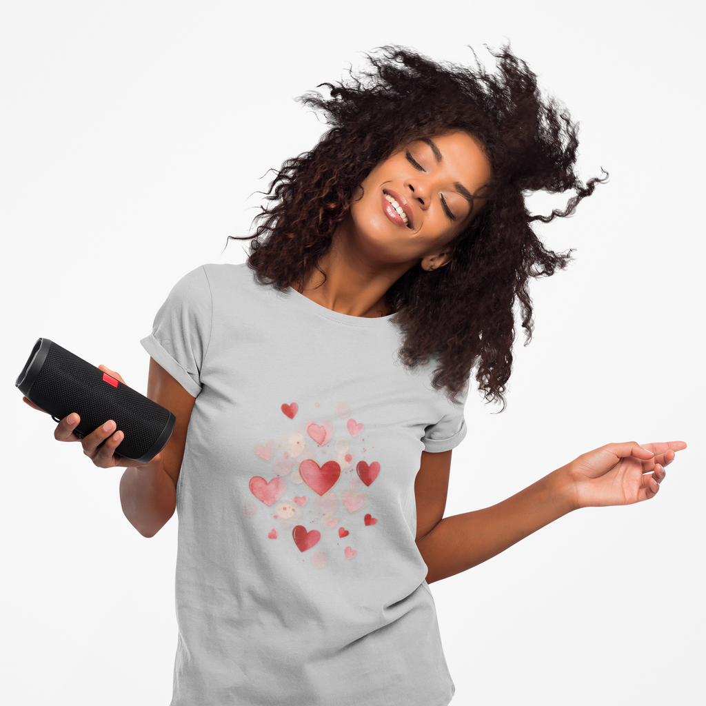 Pink Watercolor Love Hearts Women's Tee