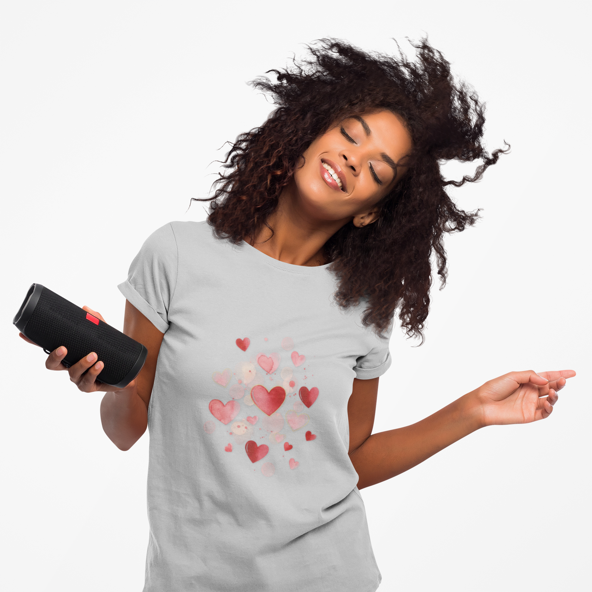 Pink Watercolor Love Hearts Women's Tee