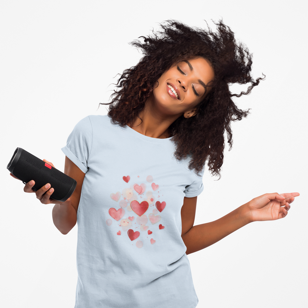 Pink Watercolor Love Hearts Women's Tee