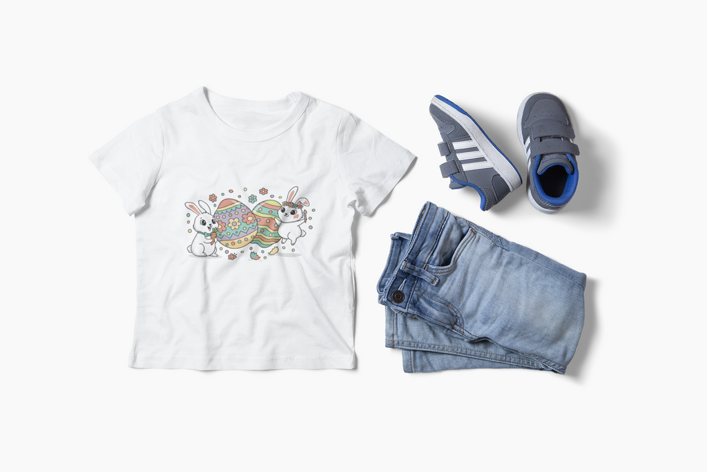 Kids Easter Bunny & Eggs Cotton Tee