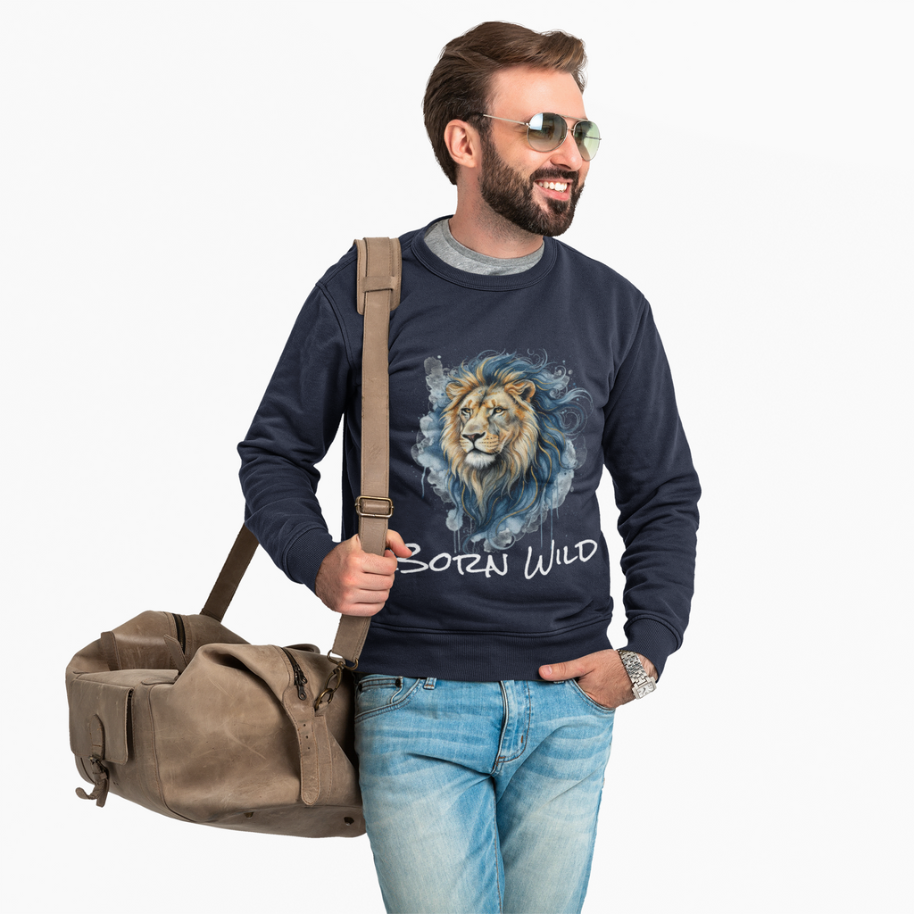 Watercolor Lion Crewneck Sweatshirt — Majestic Lion Design