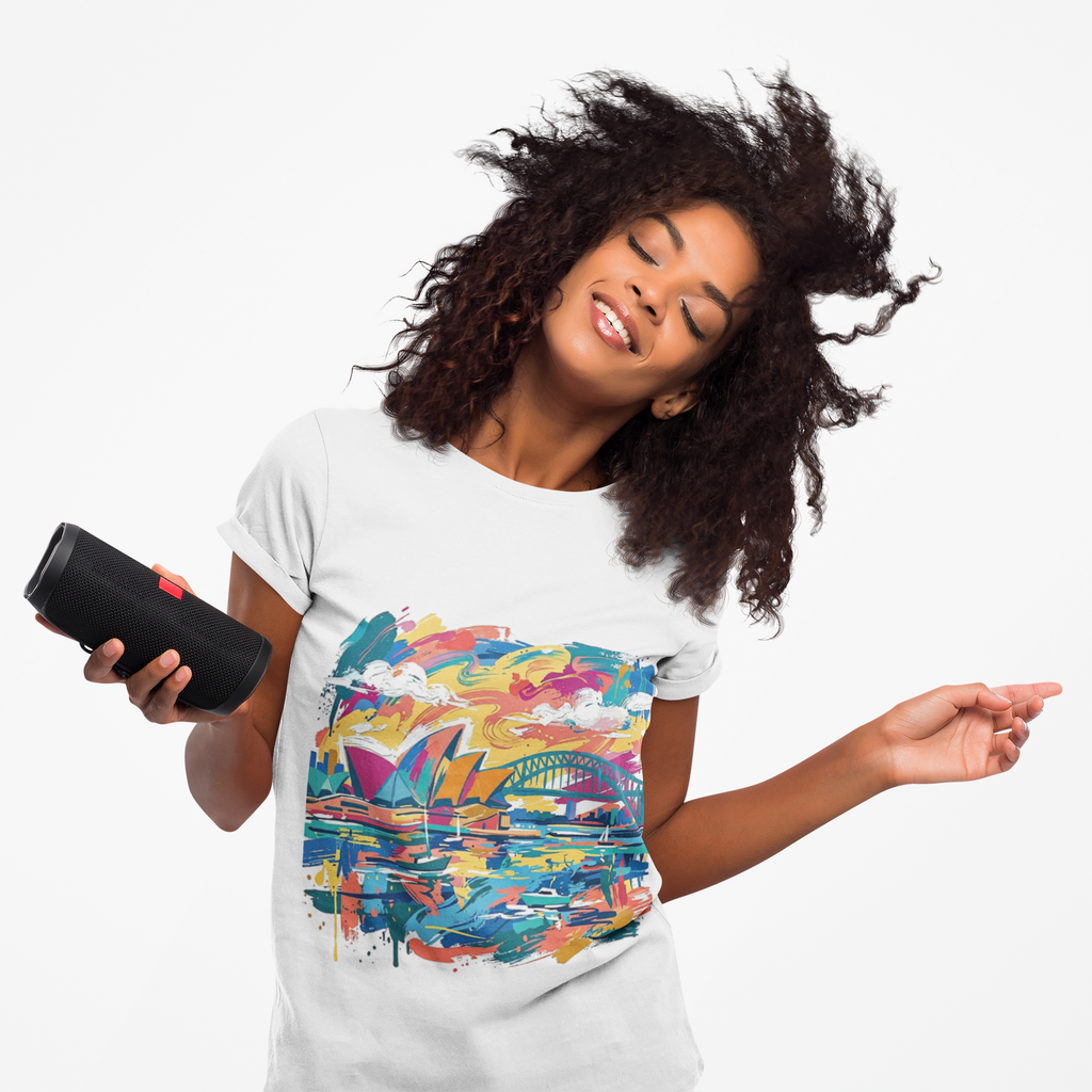Sydney Opera House & Harbour Bridge Colorful Skyline Tee