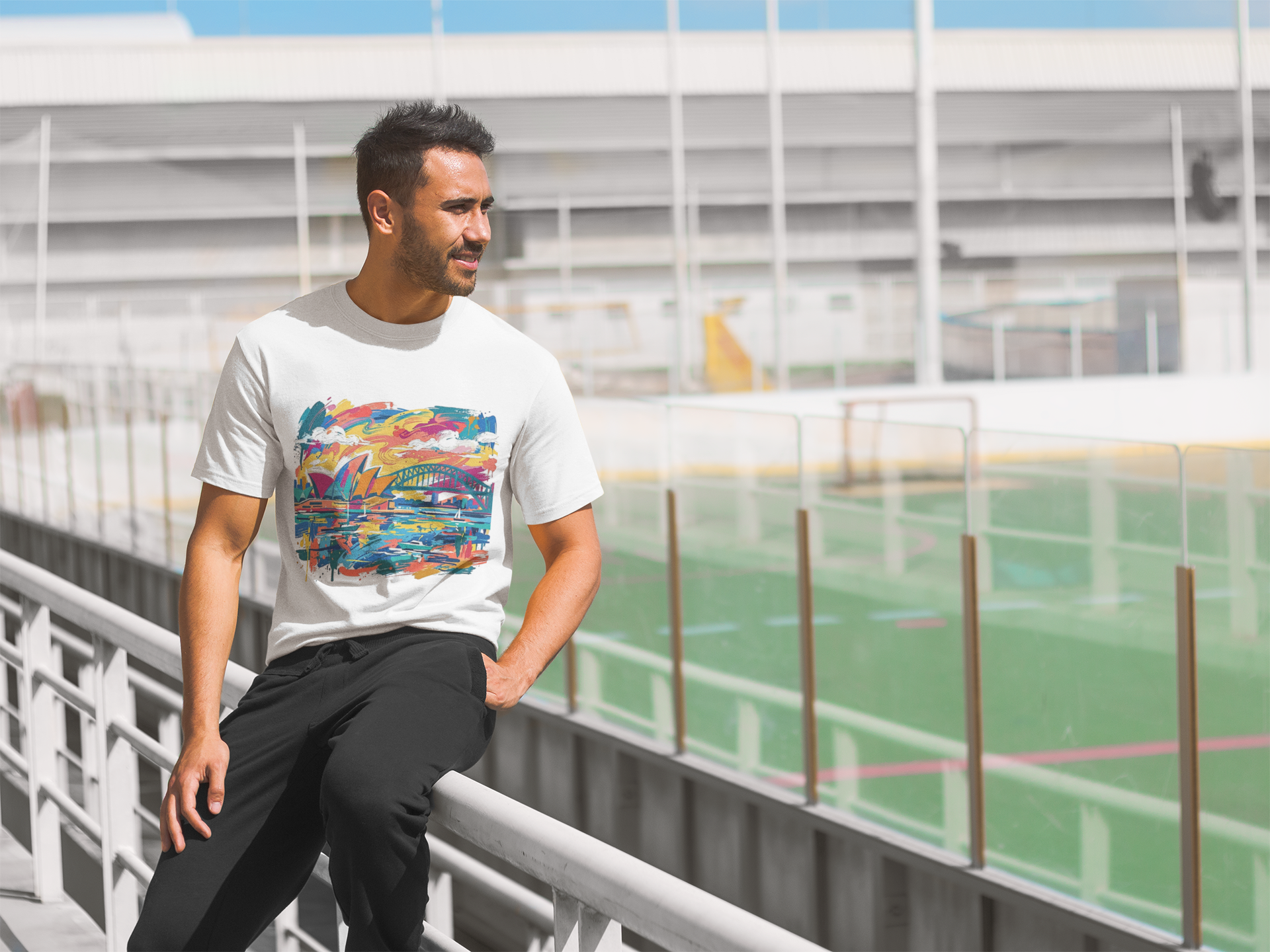 Sydney Opera House & Harbour Bridge Colorful Skyline Tee