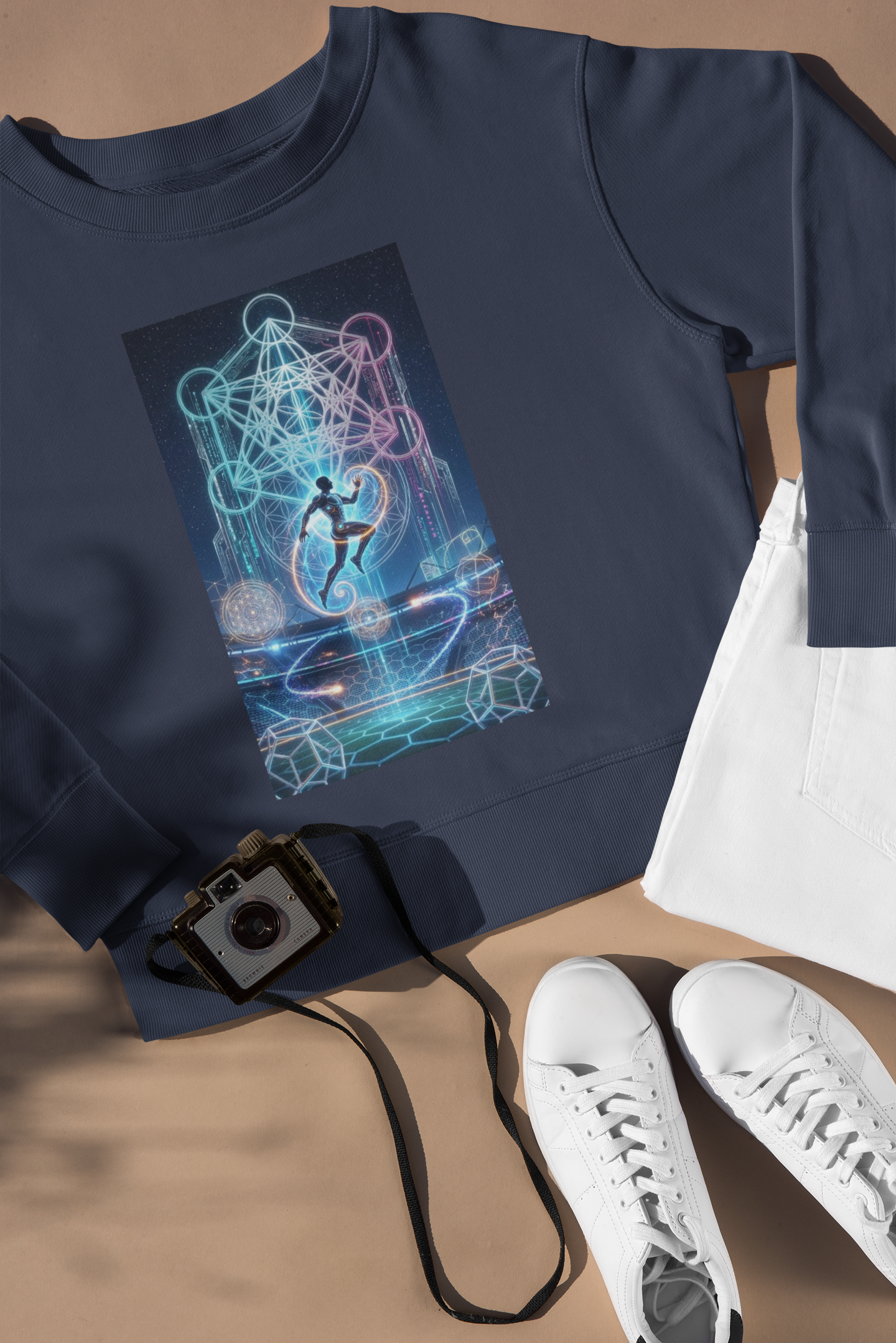 Geometric Soccer Crewneck Sweatshirt — Modern Sports Graphic