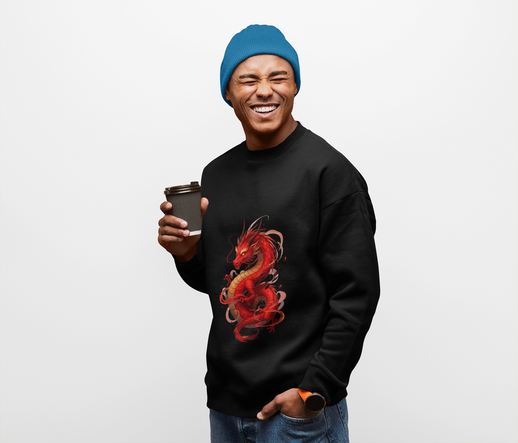 Red Dragon Crewneck Sweatshirt — Mythic Red Dragon Graphic
