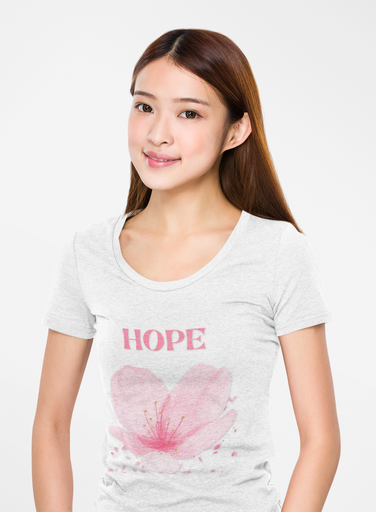 Hope Floral Tee — Pink Watercolor Blossom T‑Shirt