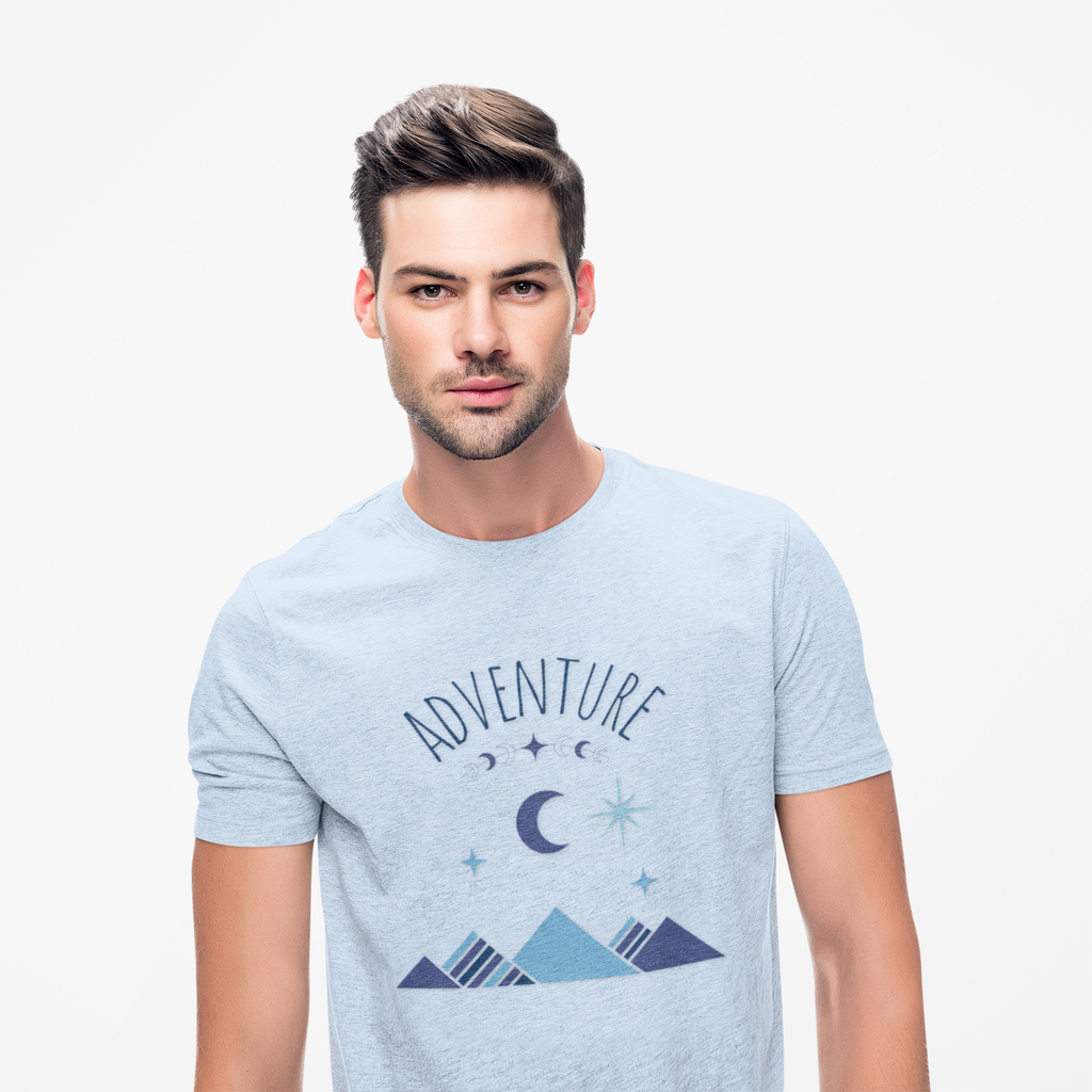 Adventure Moon T‑Shirt — Mountain Night Sky Graphic Tee