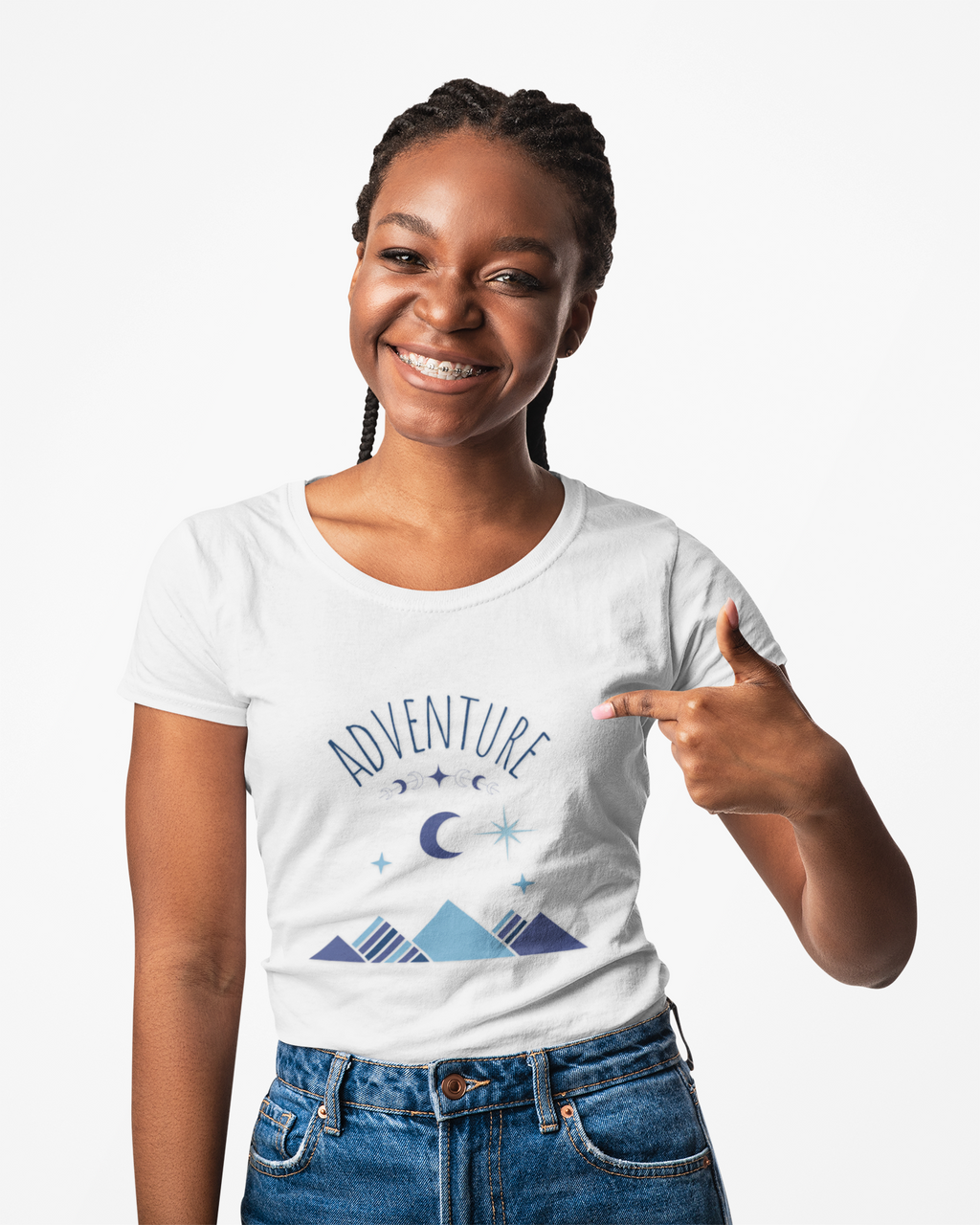Adventure Moon T‑Shirt — Mountain Night Sky Graphic Tee