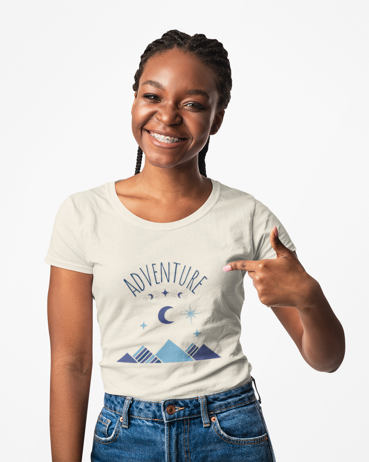 Adventure Moon T‑Shirt — Mountain Night Sky Graphic Tee