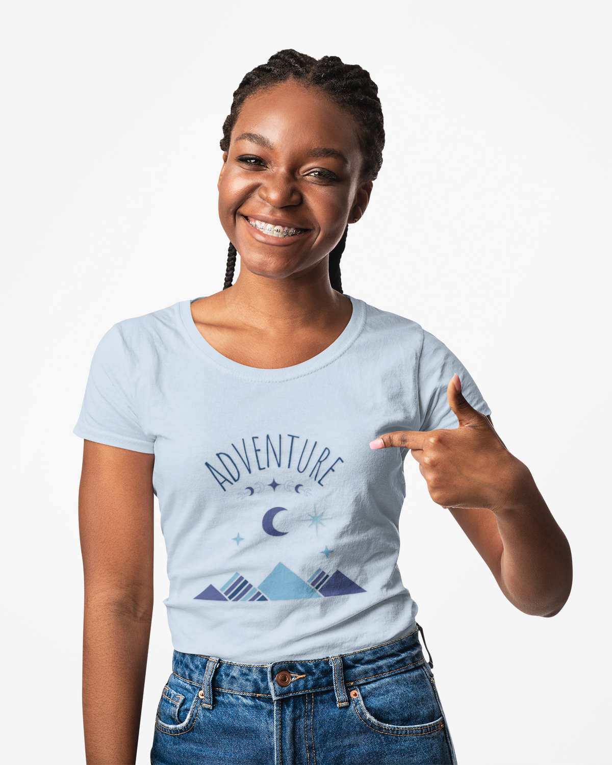 Adventure Moon T‑Shirt — Mountain Night Sky Graphic Tee