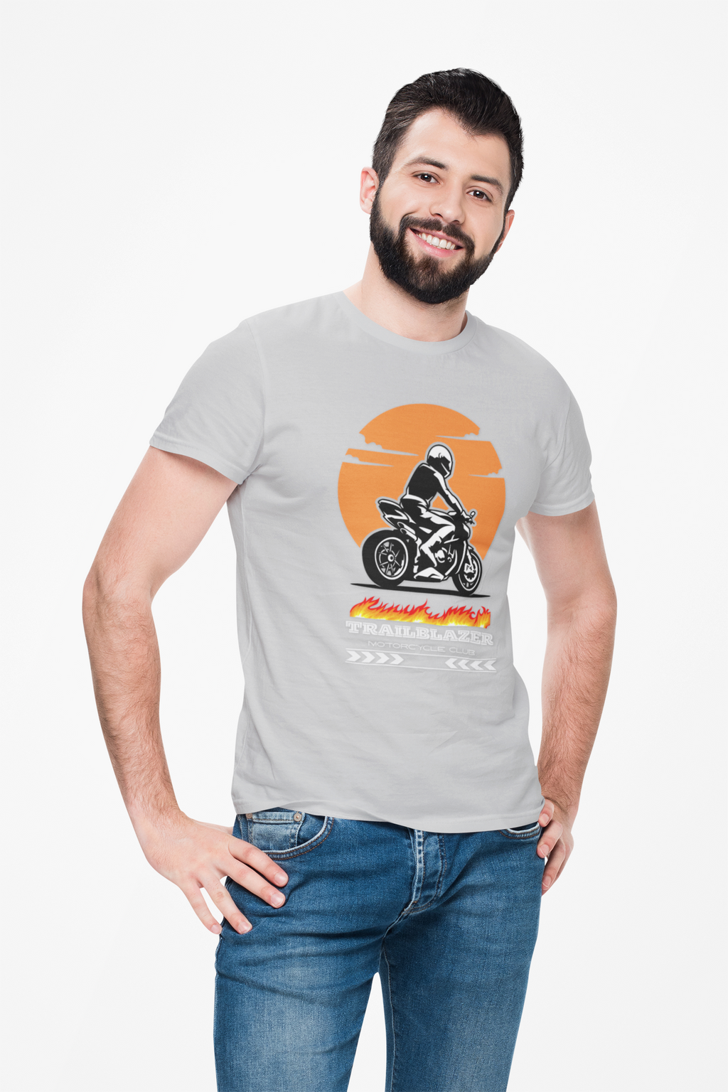 Motorcycle T-Shirt — Trailblazer Sunset Rider Graphic Tee