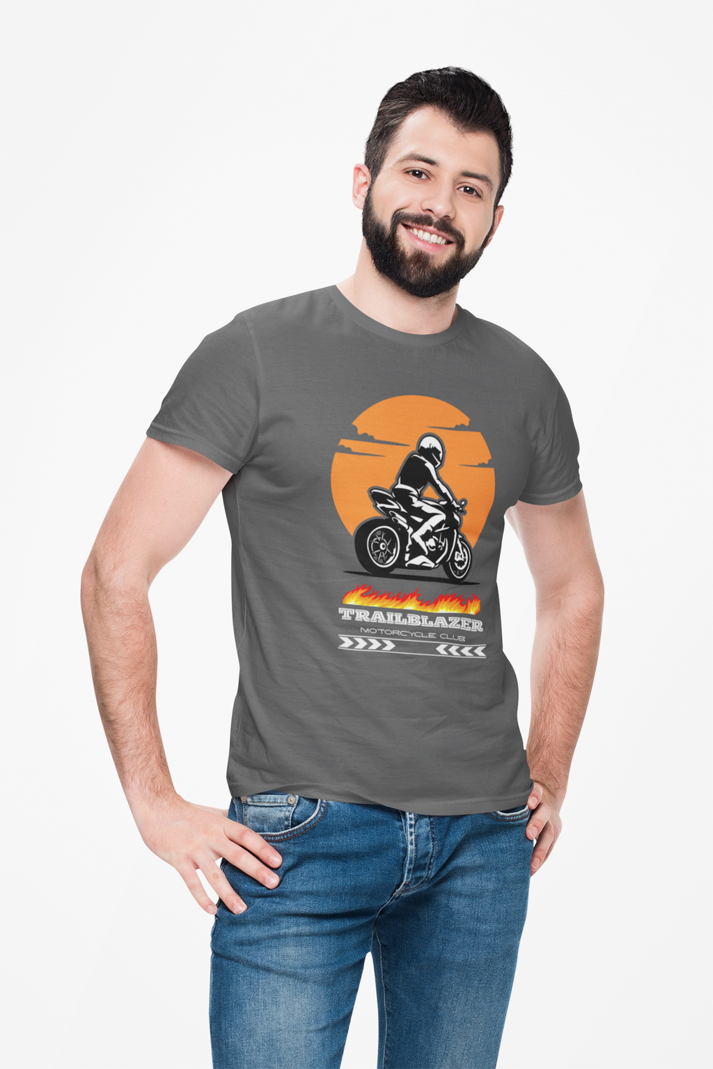 Motorcycle T-Shirt — Trailblazer Sunset Rider Graphic Tee