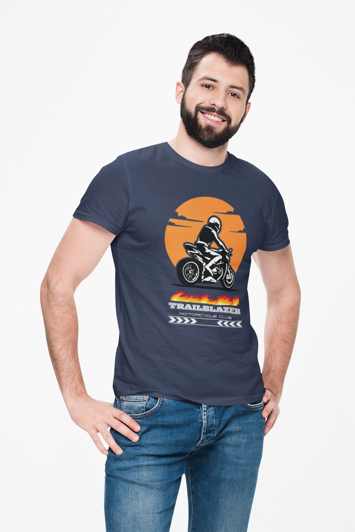Motorcycle T-Shirt — Trailblazer Sunset Rider Graphic Tee