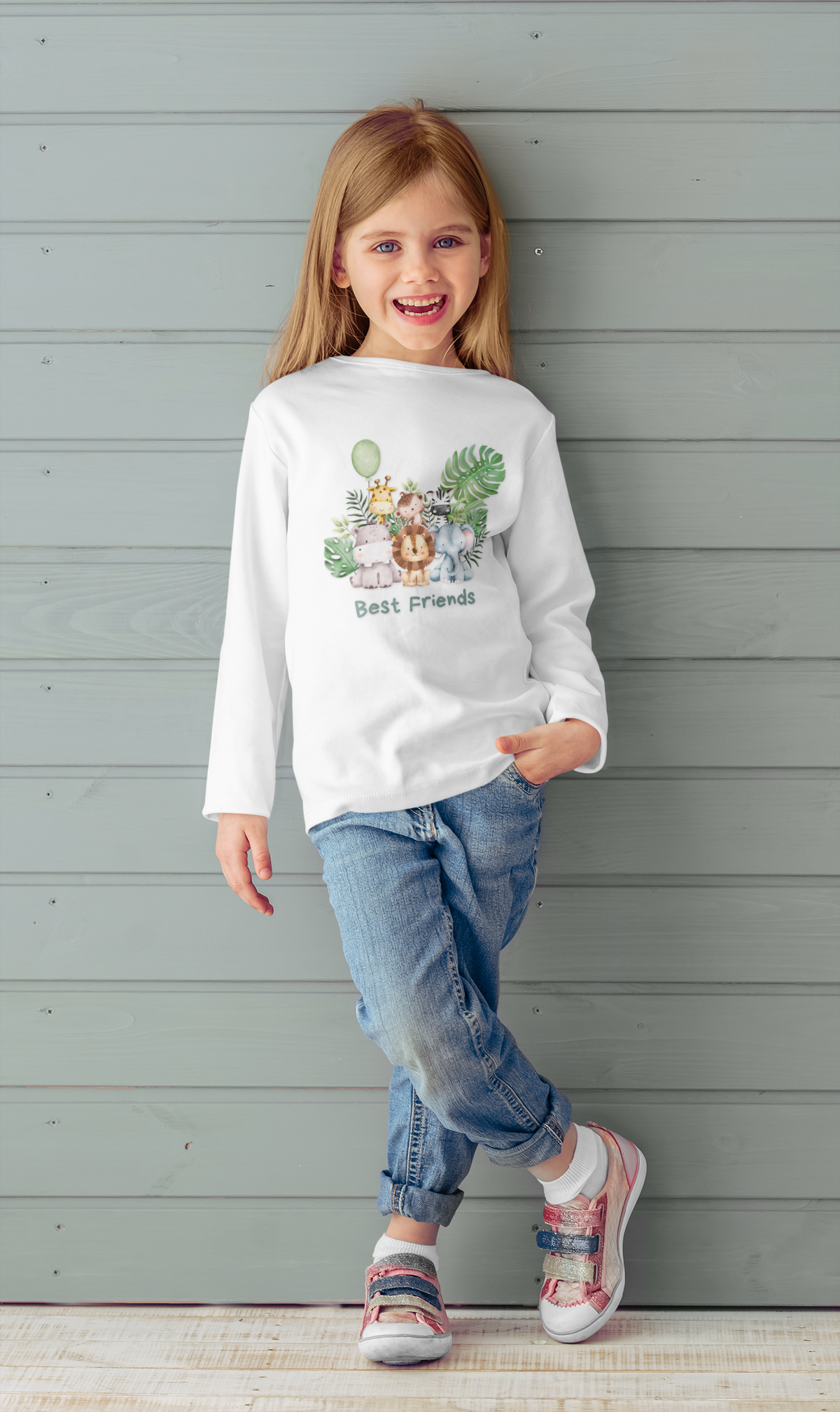 Kids 'Best Friends' Animal Crew Long Sleeve Tee