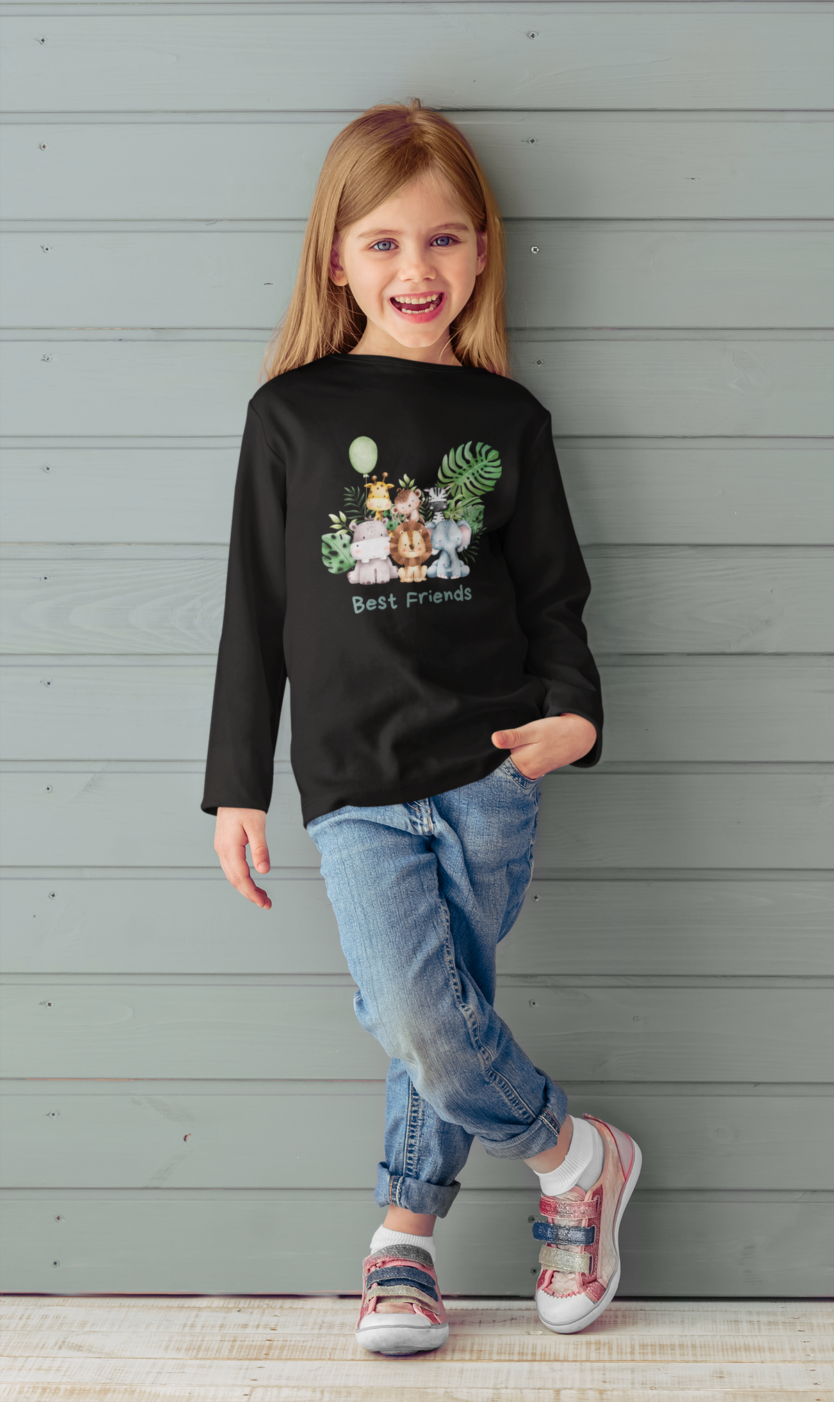 Kids 'Best Friends' Animal Crew Long Sleeve Tee