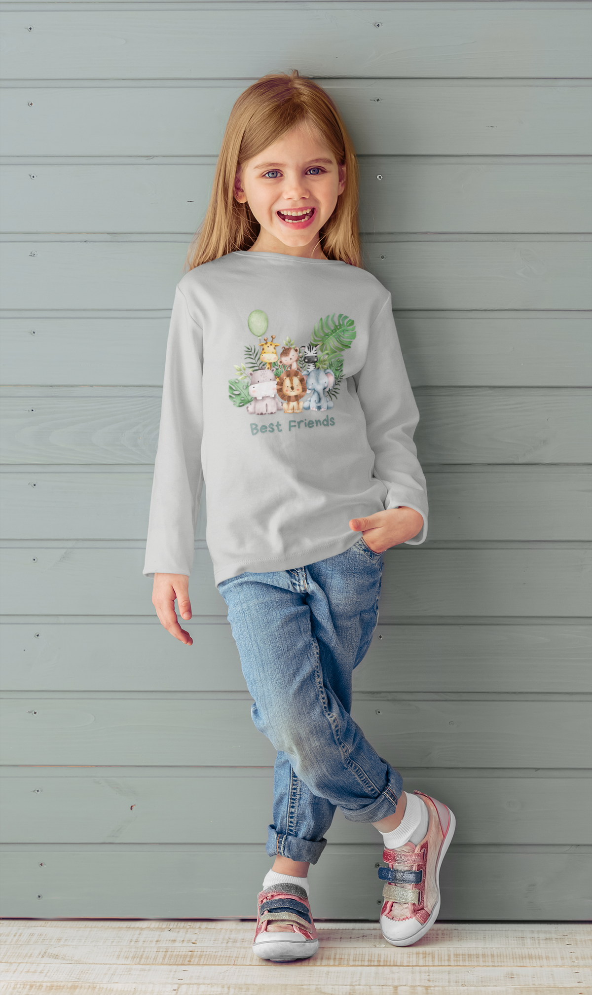 Kids 'Best Friends' Animal Crew Long Sleeve Tee
