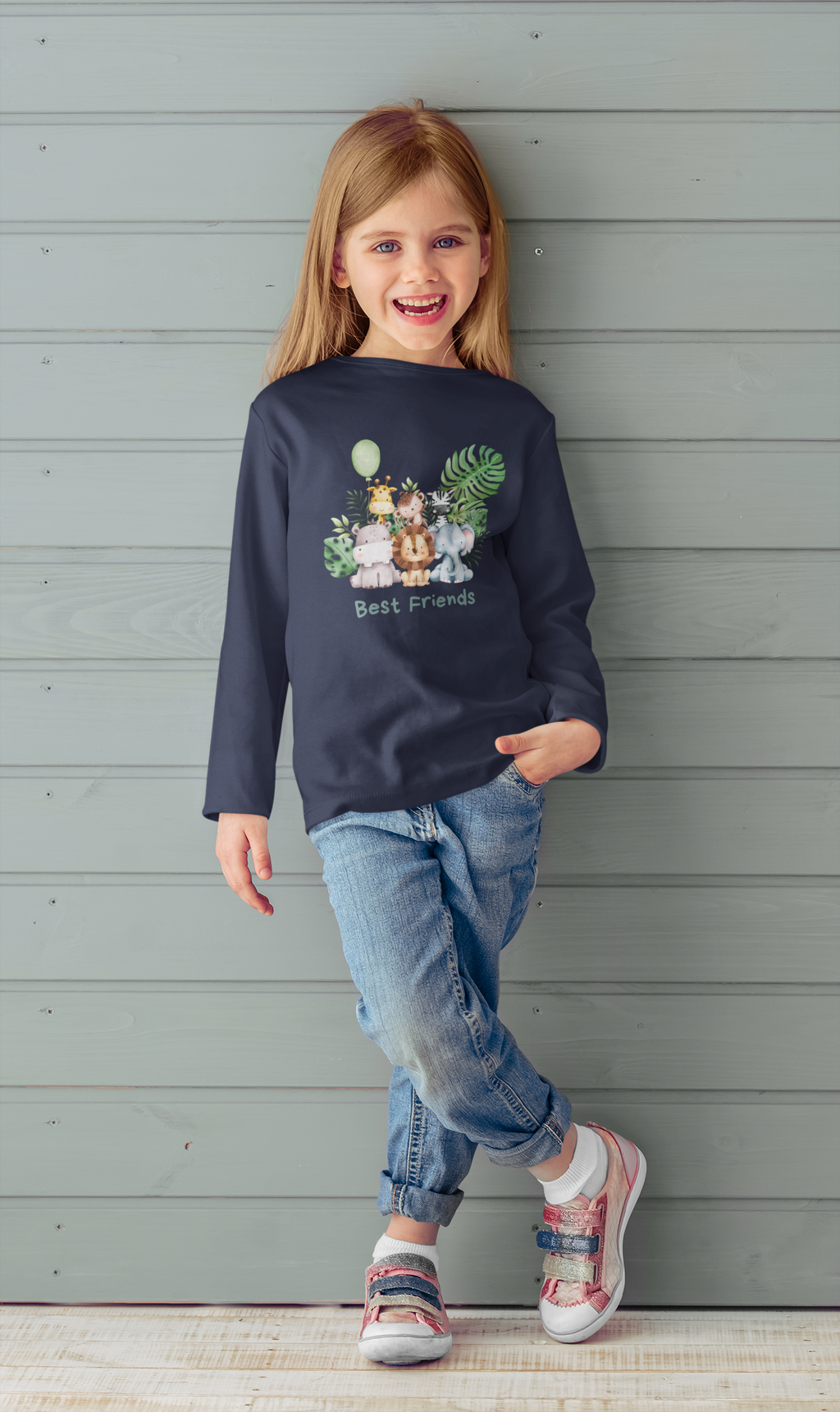 Kids 'Best Friends' Animal Crew Long Sleeve Tee