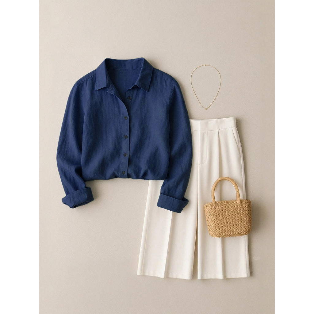 French-style cotton and linen shirt