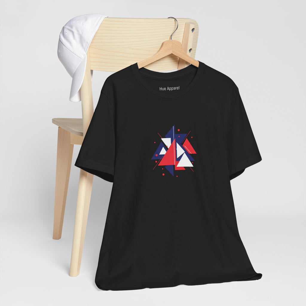 Red & Blue Geometric Tee — Modern Minimalist T-Shirt Unisex