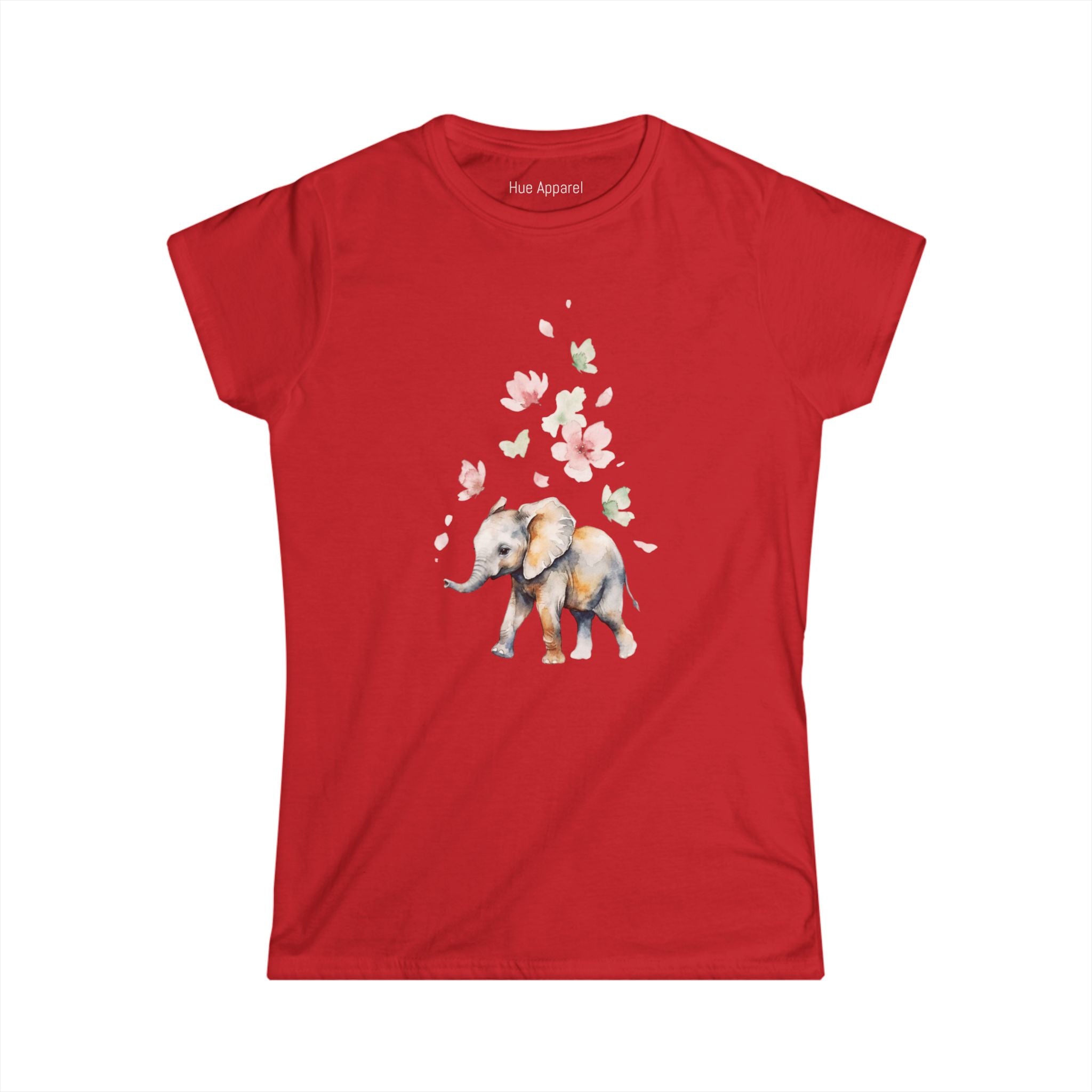 Elephant Falling Flowers Women's T-Shirt — Floral Wildlife Graphic Tee