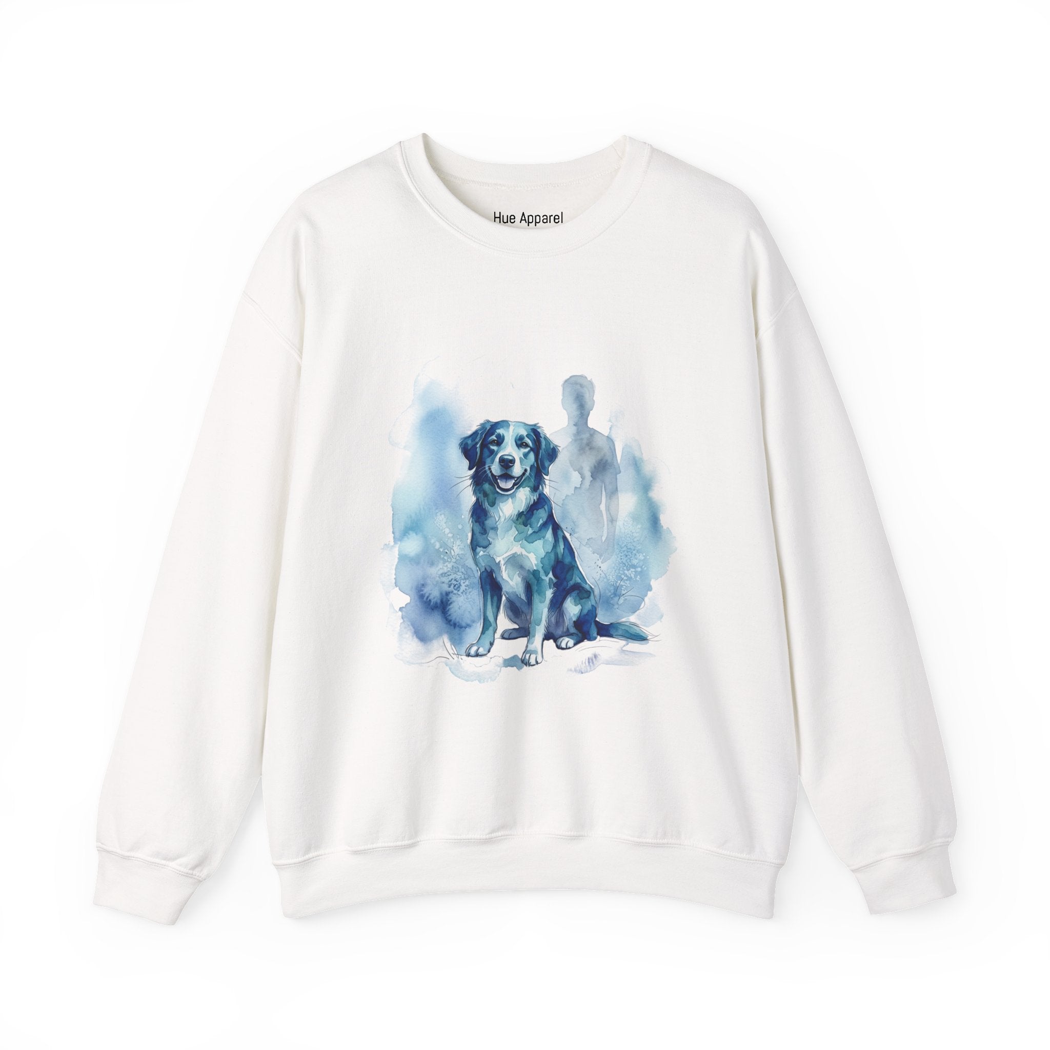 Watercolor Dog Crewneck Sweatshirt — Blue Pet Portrait Pullover