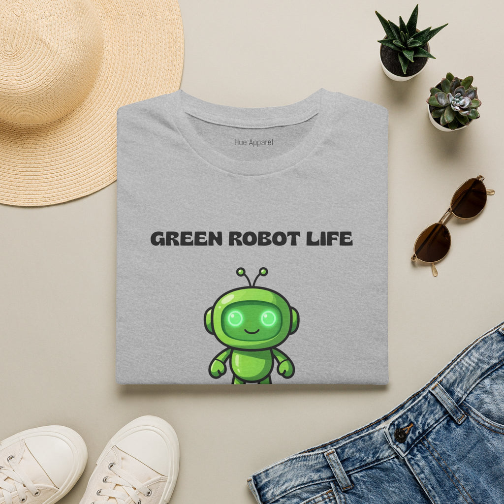 Green Robot Life T-Shirt — Cute Eco Tech Cartoon Tee