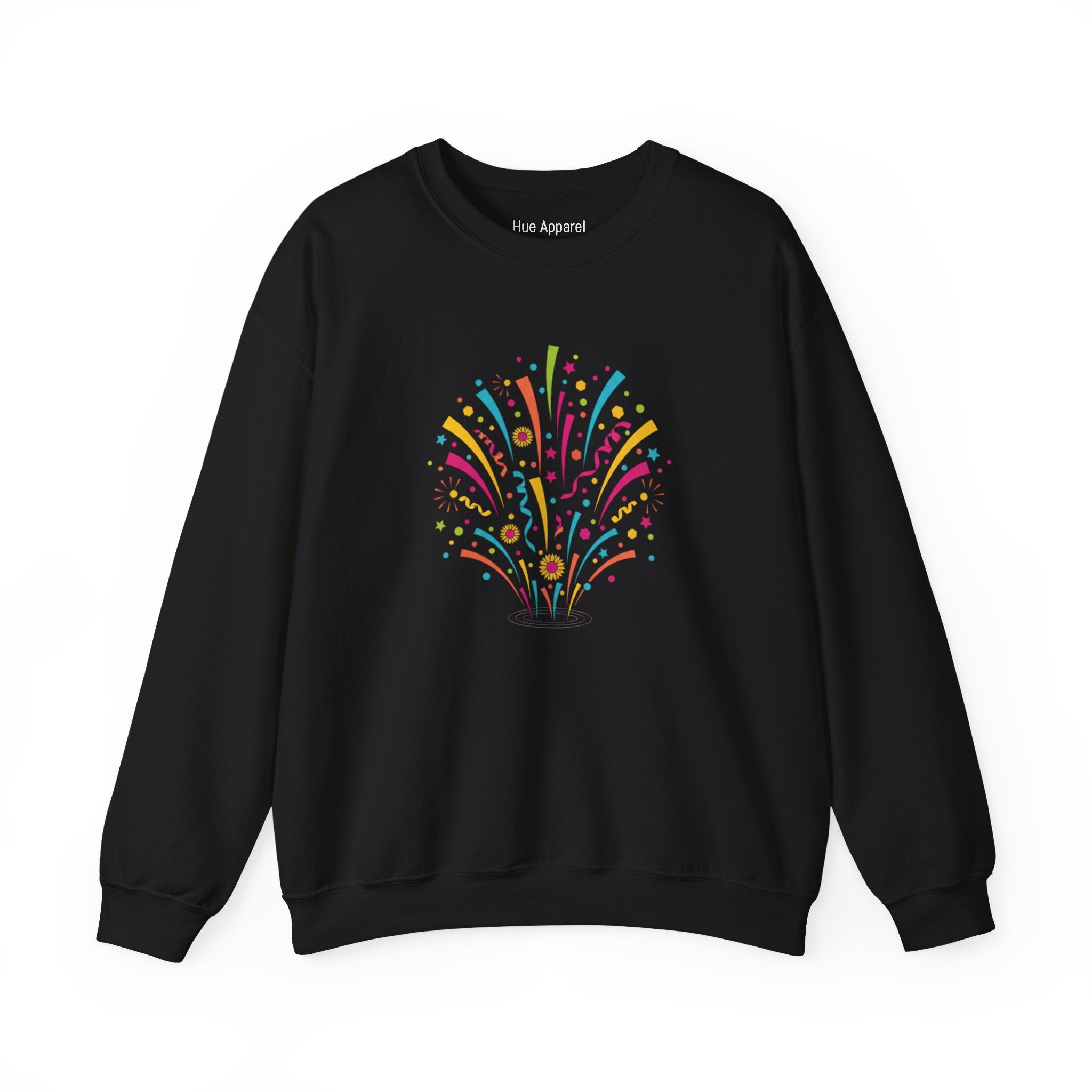 Confetti Fireworks Crewneck Sweatshirt — Celebration Party Graphic