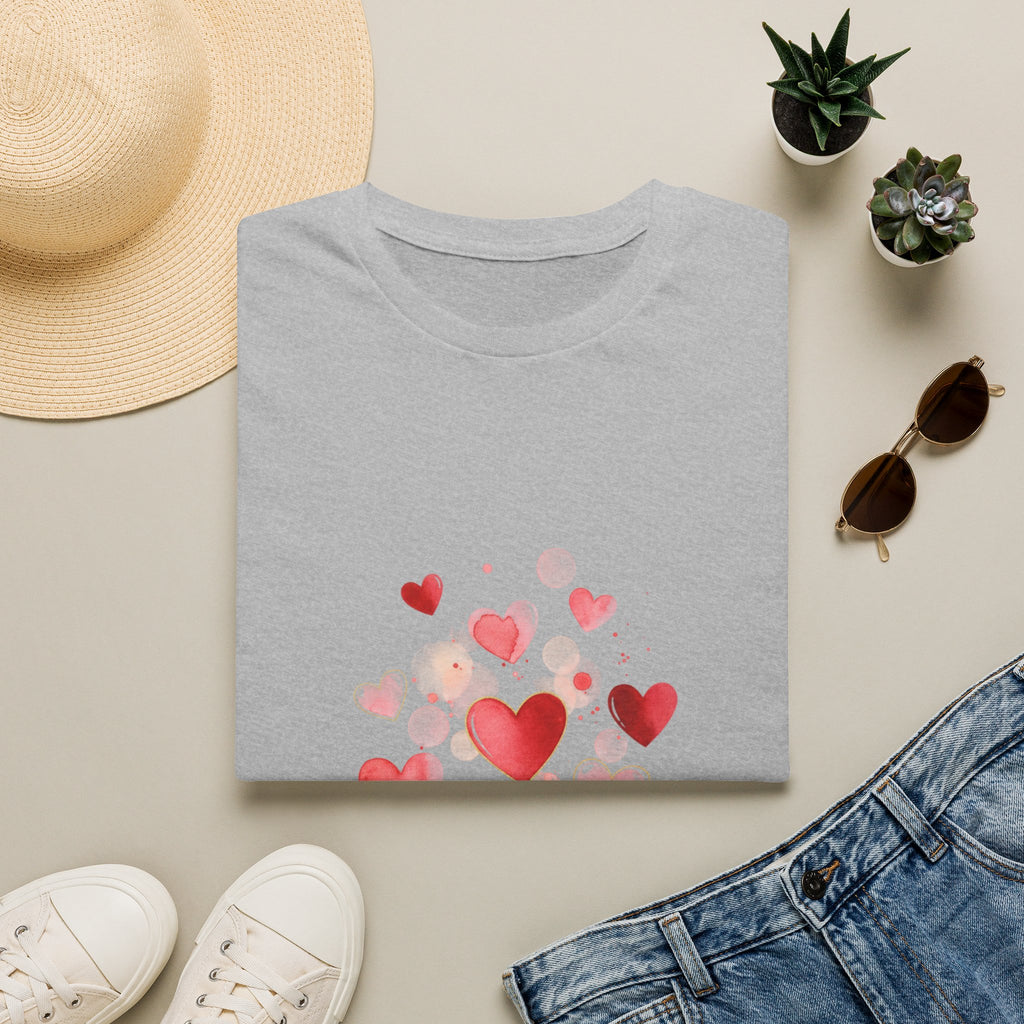 Heart Watercolor T-Shirt — Romantic Red Hearts Valentine Tee