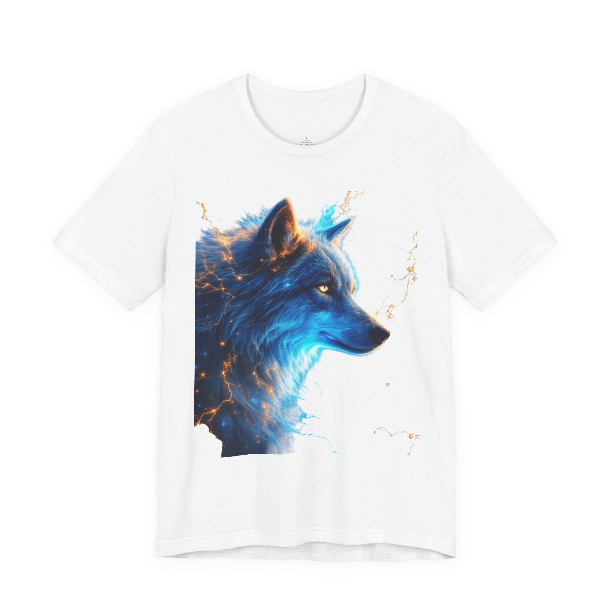 Blue Mystic Wolf T-Shirt — Glowing Wolf Portrait Tee