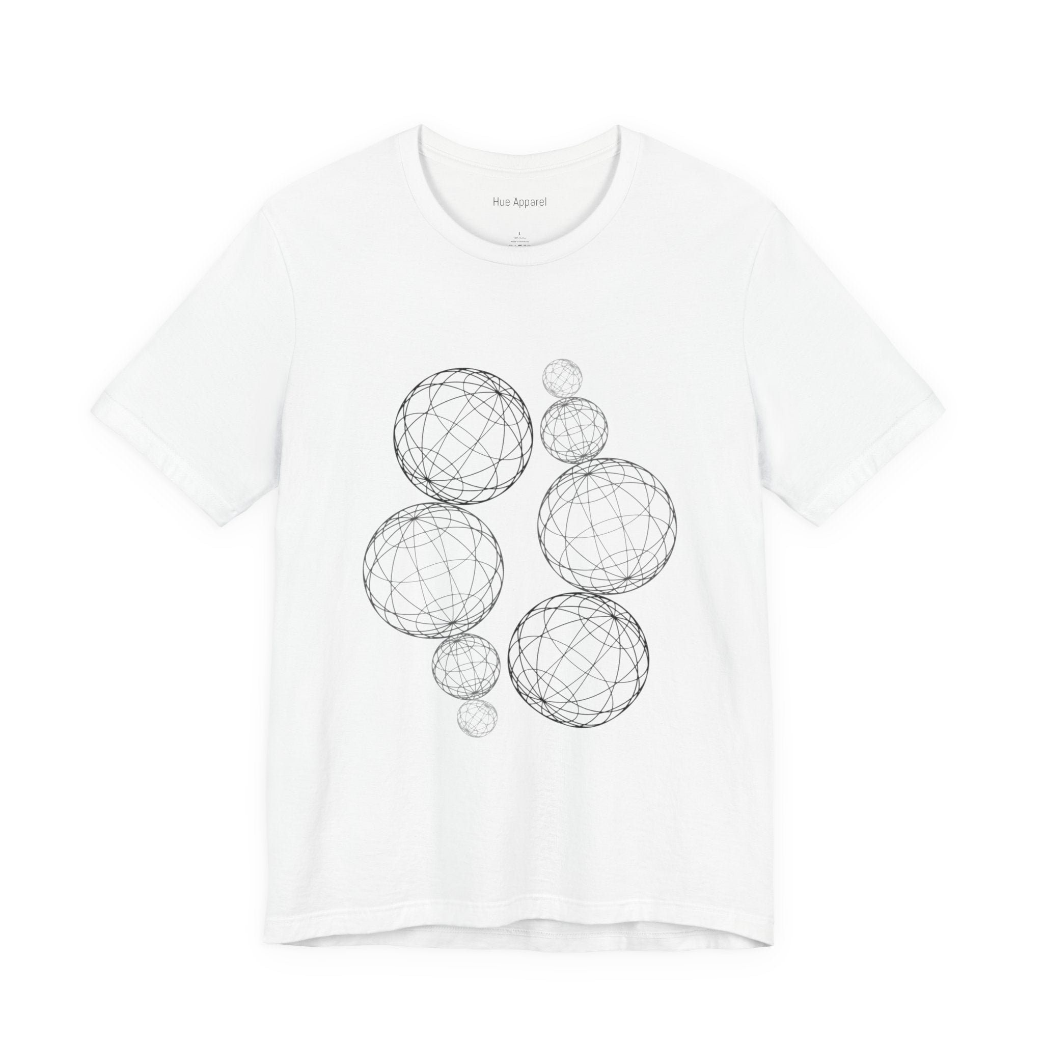 Geometric Wireframe Spheres Tee — Minimalist Abstract Orb T-Shirt