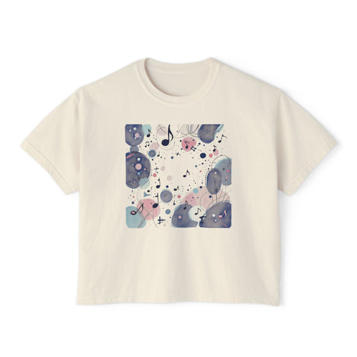 Abstract Watercolor Music Notes Boxy Tee