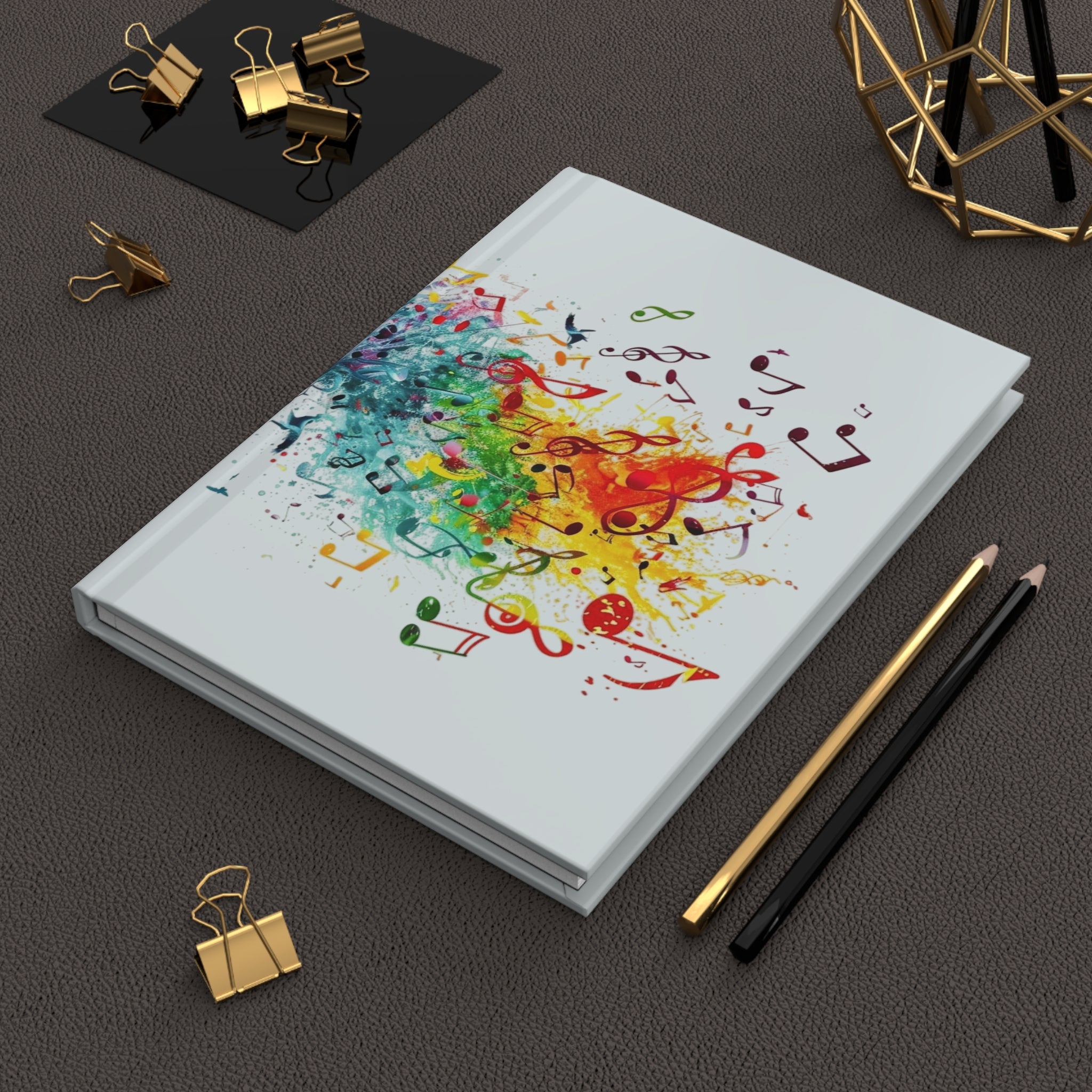 Music Notes Hardcover Journal — Colorful Musical Splash Notebook for Composers & Music Lovers