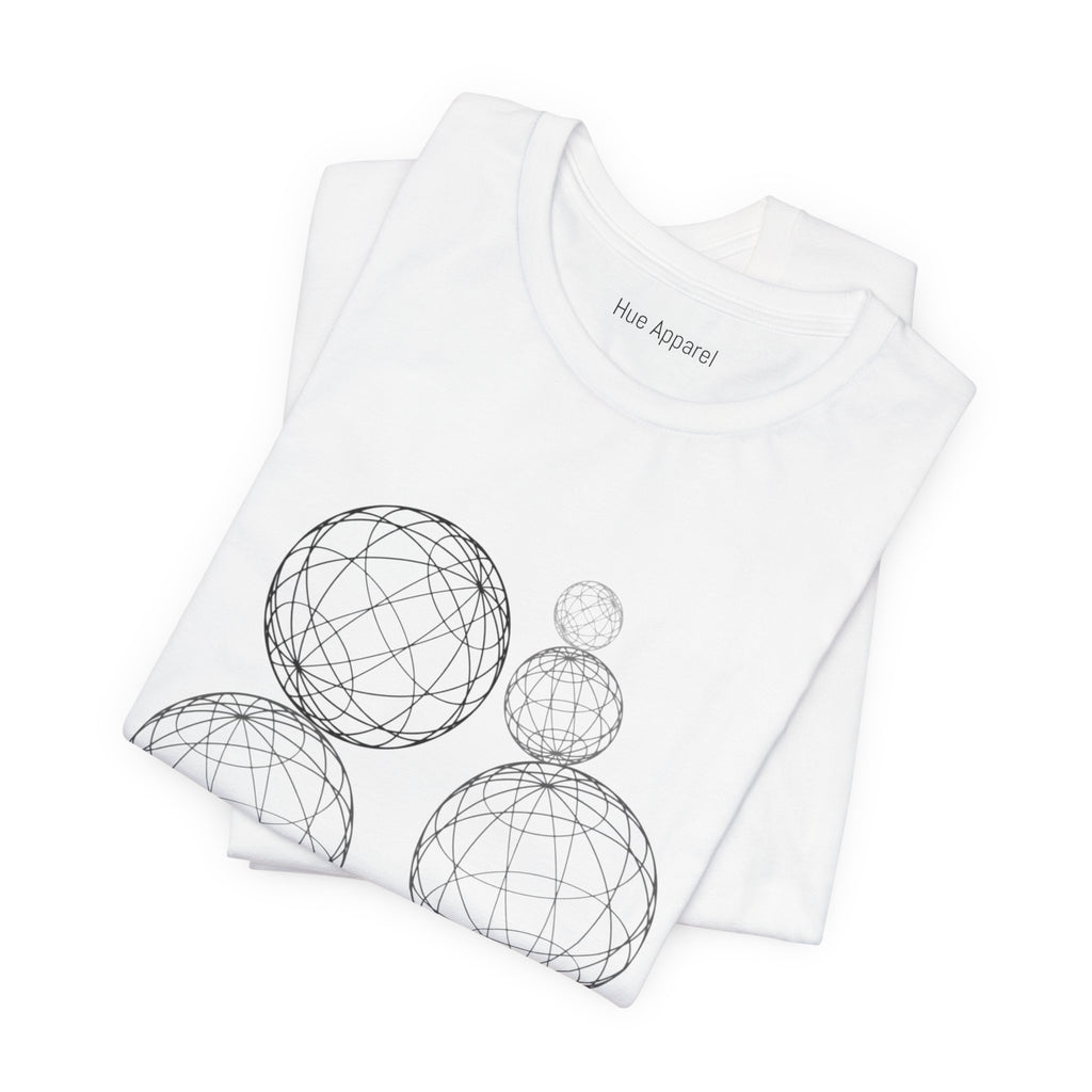 Geometric Wireframe Spheres Tee — Minimalist Abstract Orb T-Shirt