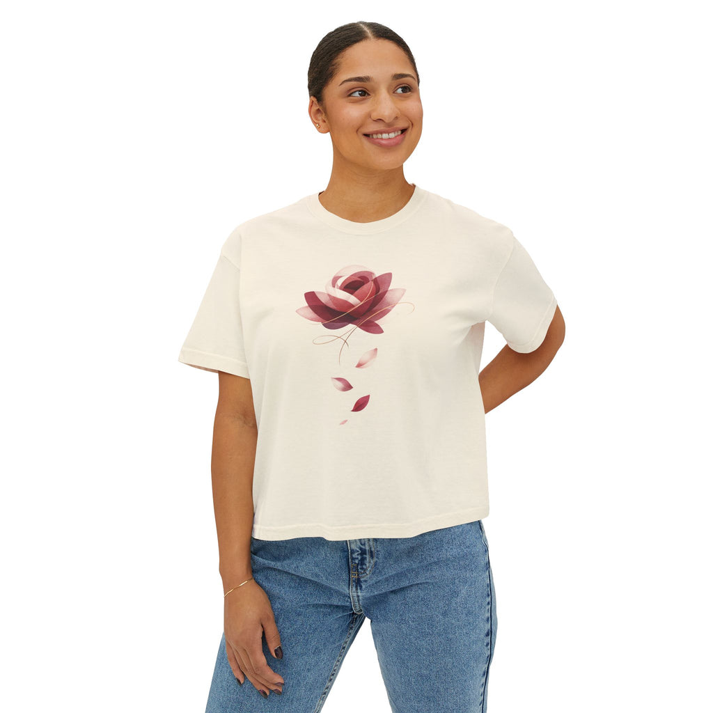 T-shirt ample Rose abstrait pour femme