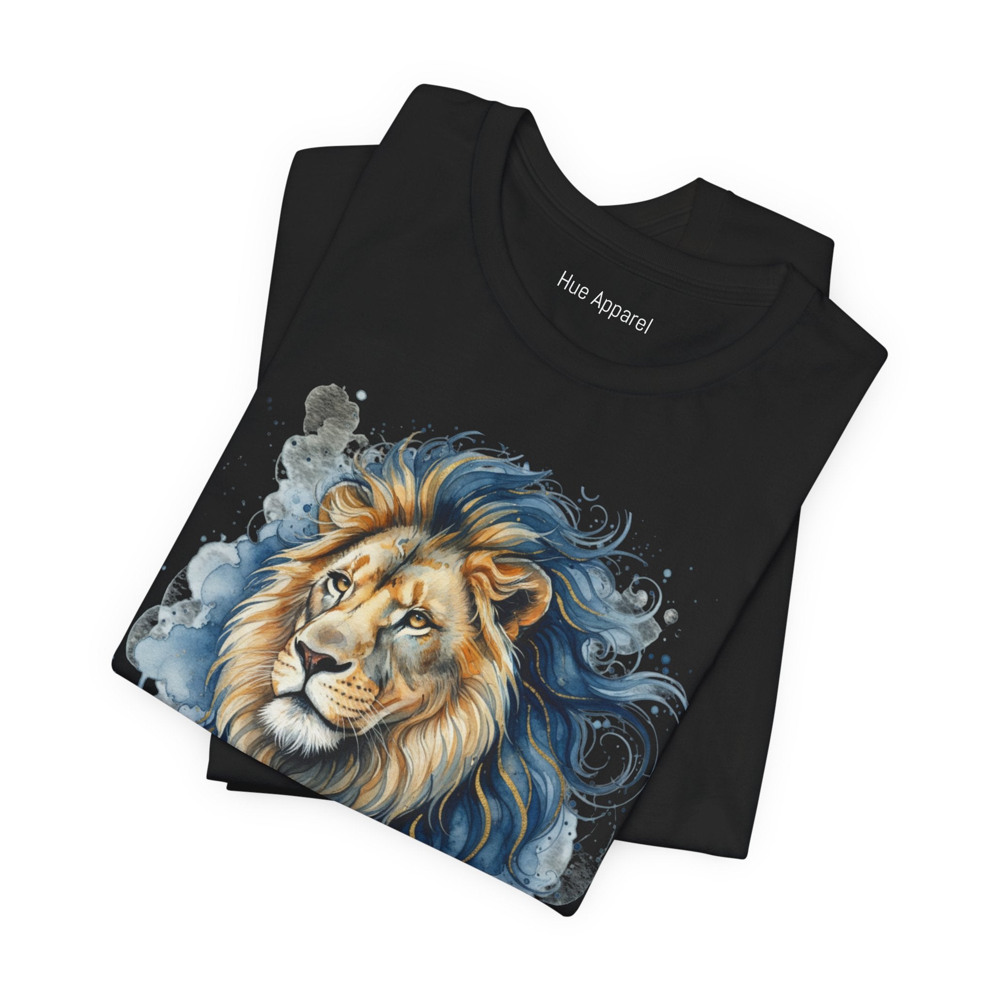 Blue Watercolor Lion T-Shirt — Smoky Wildlife Art Tee