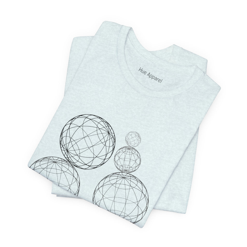 Geometric Wireframe Spheres Tee — Minimalist Abstract Orb T-Shirt