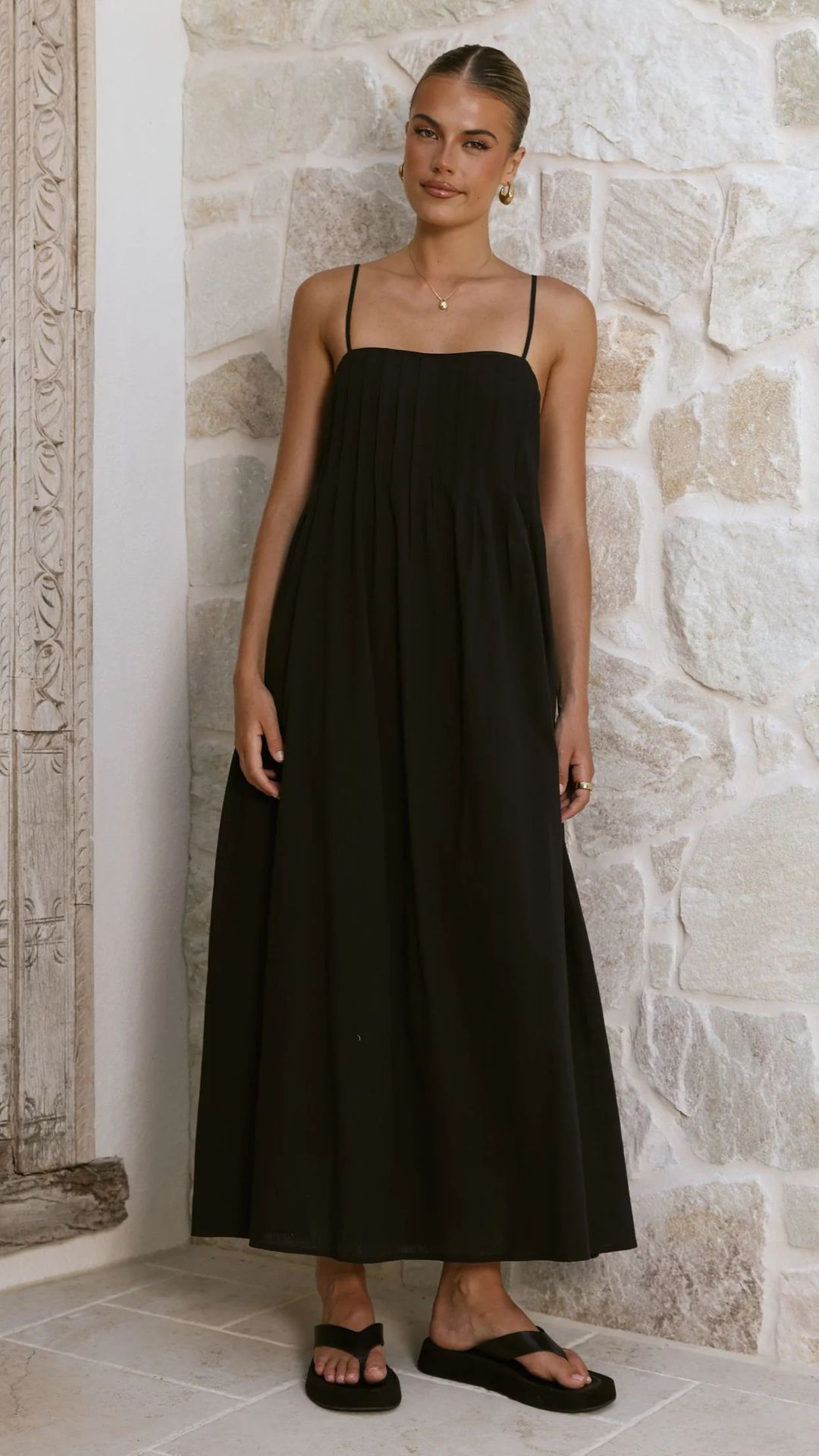 Summer Ribbed Solid Color Casual Midi Dress