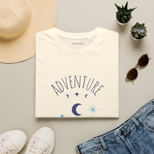 Adventure Moon T‑Shirt — Mountain Night Sky Graphic Tee
