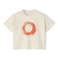 Women's Boxy Tee — Minimal Orange Watercolor Circle Graphic