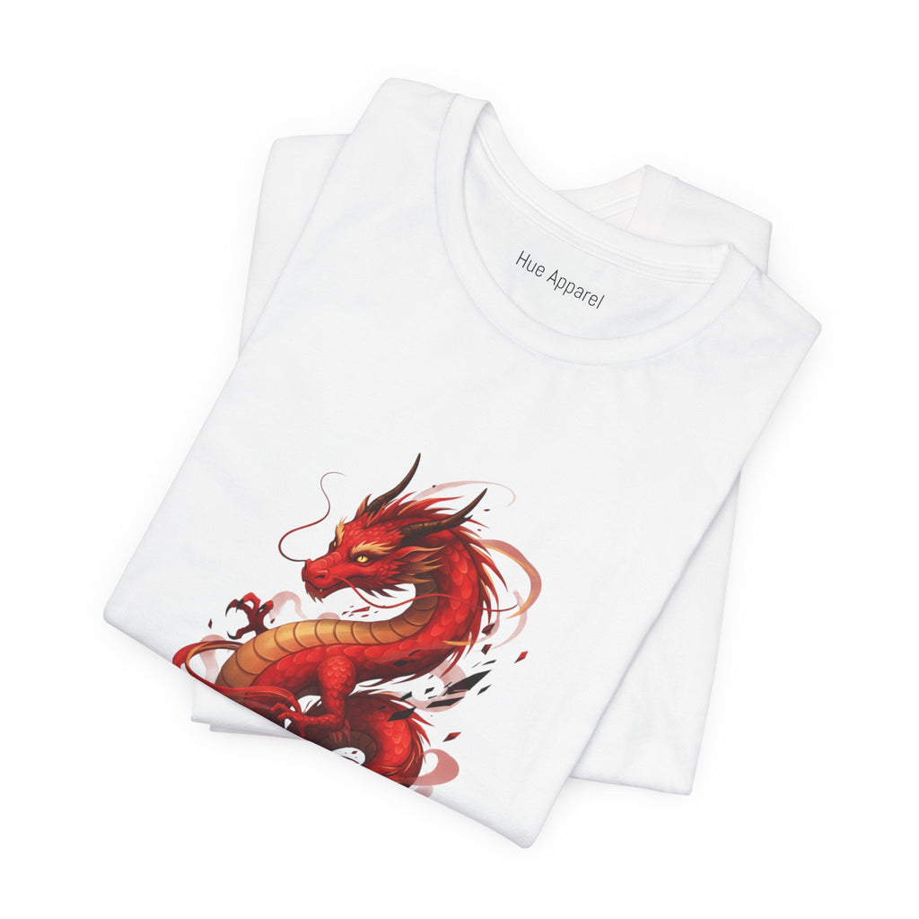 Red Dragon Abstract T-Shirt — Bold Eastern Mythical Design