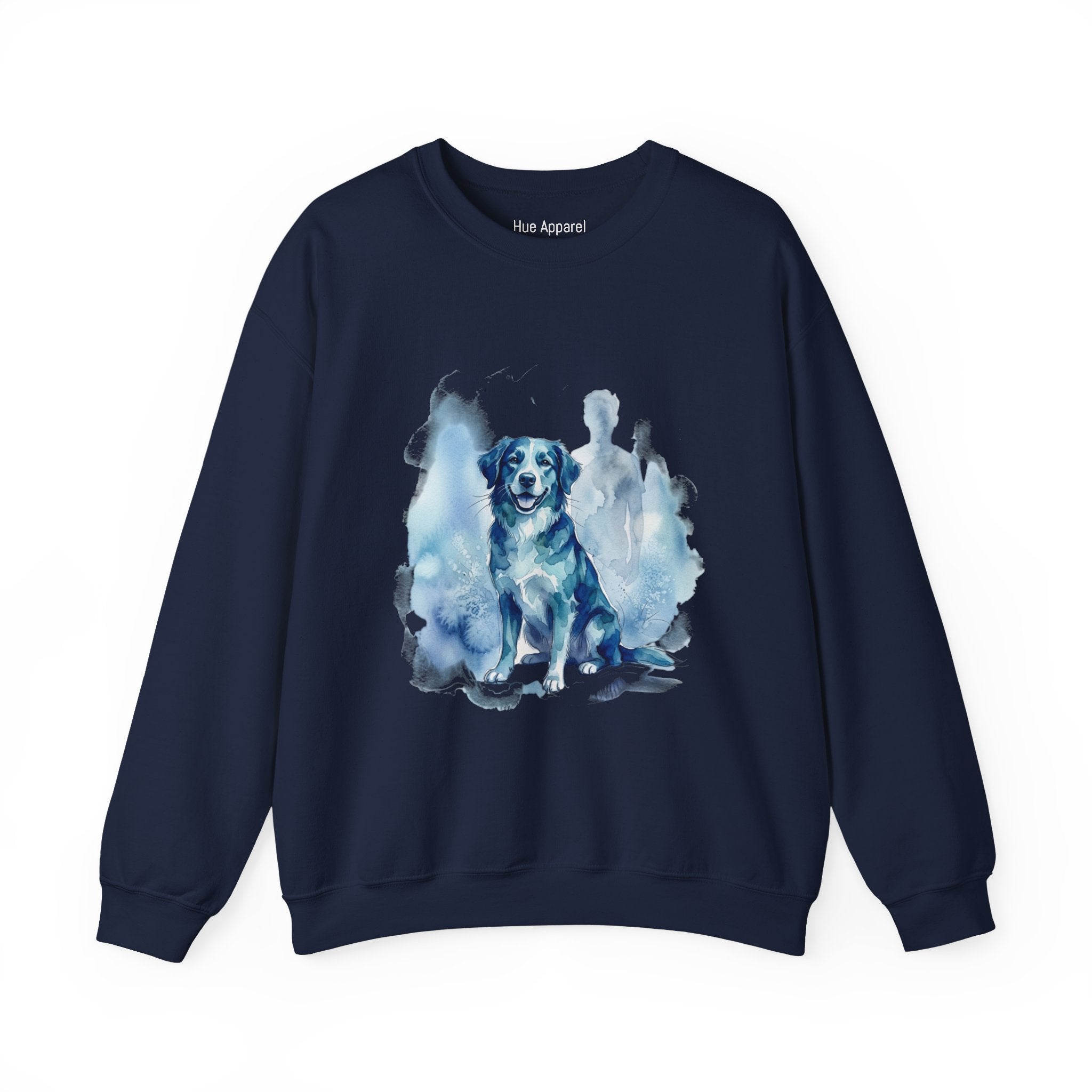 Watercolor Dog Crewneck Sweatshirt — Blue Pet Portrait Pullover