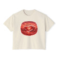 Love Heart on Wave Boxy Tee — Women's Casual Graphic Top