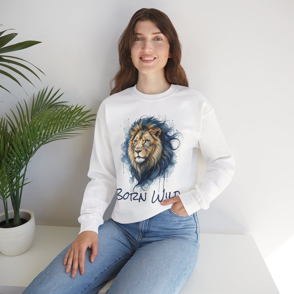 Watercolor Lion Crewneck Sweatshirt — Majestic Lion Design