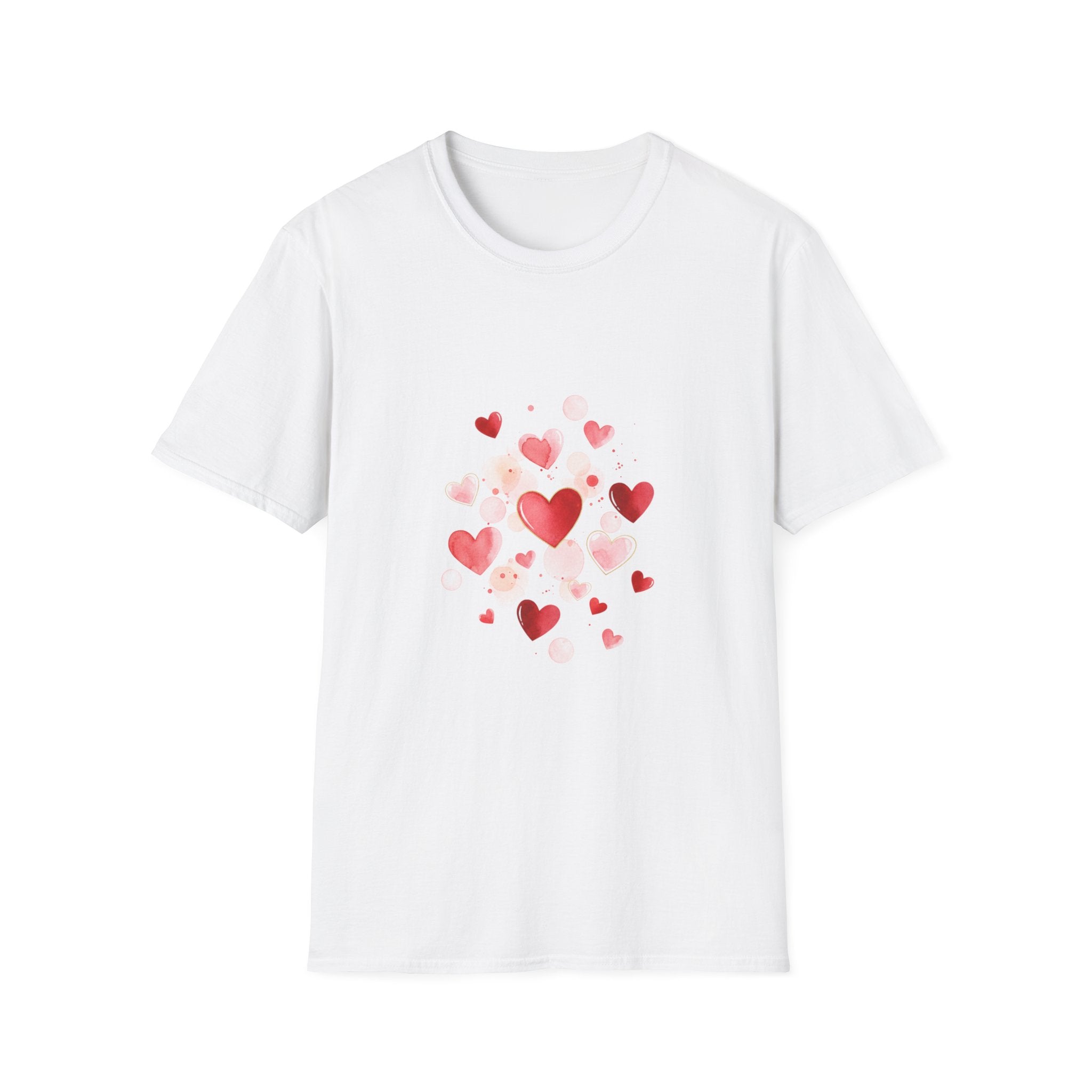 Heart Watercolor T-Shirt — Romantic Red Hearts Valentine Tee