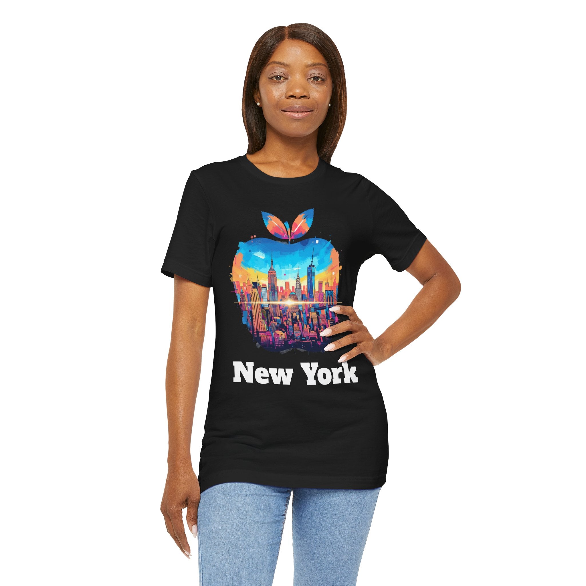 New York Skyline Apple Graphic T-Shirt