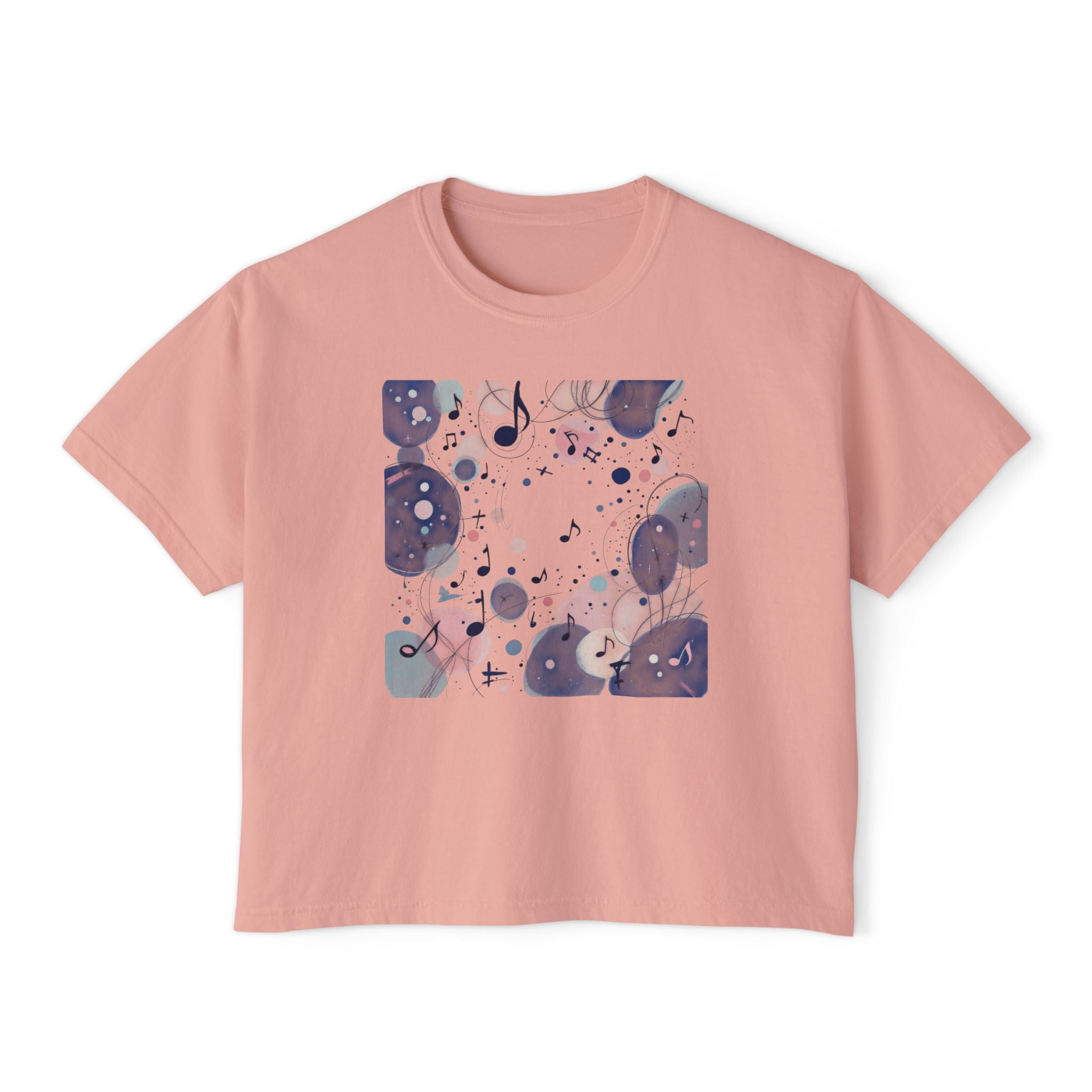 Abstract Watercolor Music Notes Boxy Tee