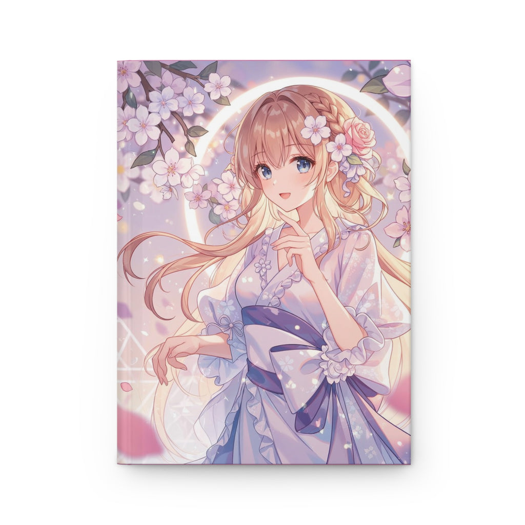 Cherry Blossom Anime Girl Hardcover Journal