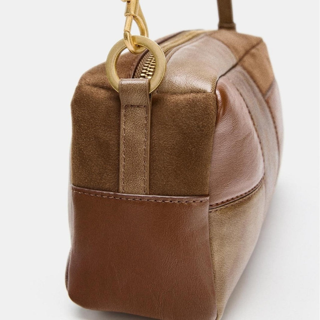 Fashionable Colour Block Patchwork Retro Shoulder Bag