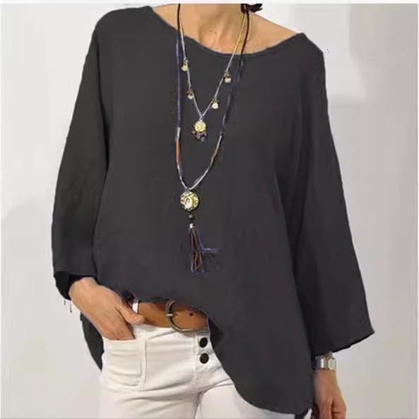 Long-sleeved loose-fitting blouse